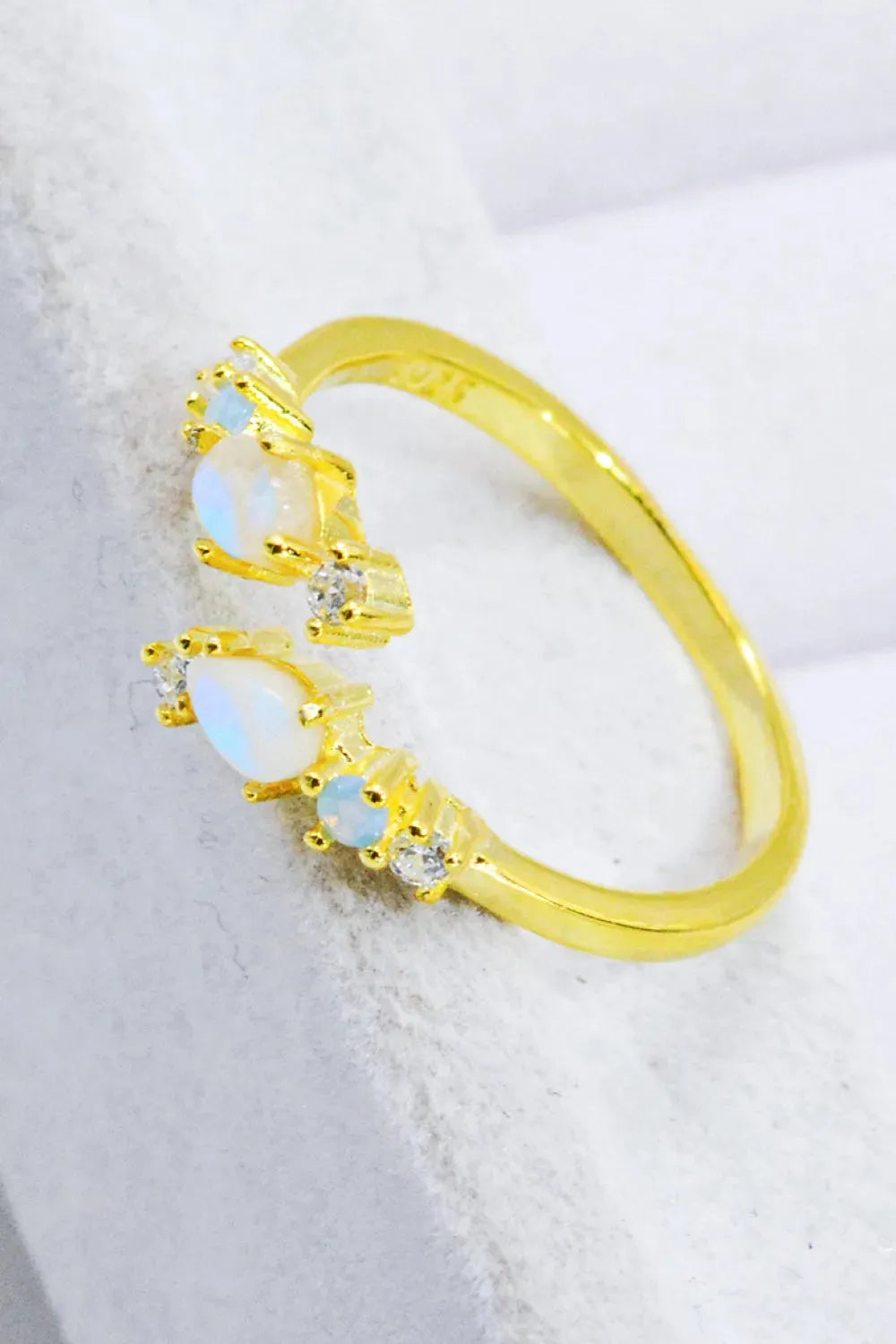 Natural Moonstone and Zircon Open Ring Moonstone - Tophatter Daily Deals